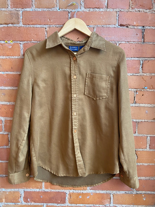 Y2K Faux Suede Button Down