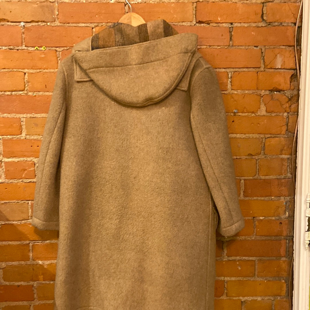 Beige Wool Hooded Toggle Coat