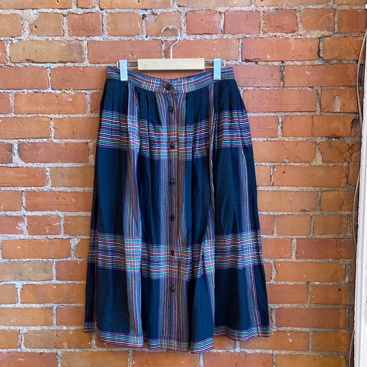 1980s Simon Chang Linen-blend Skirt