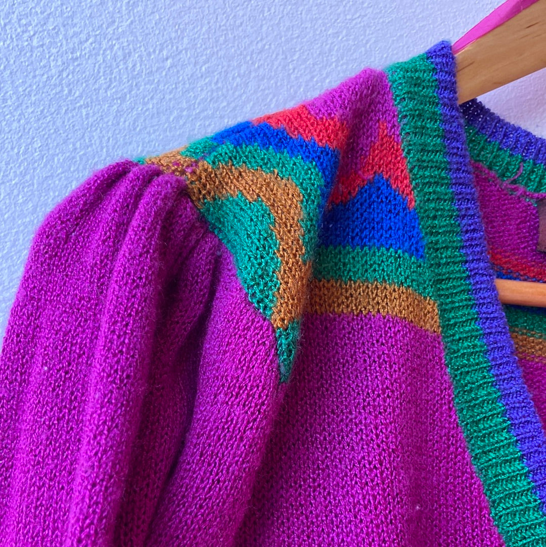 Acrylic Purple Wrap-effect Sweater