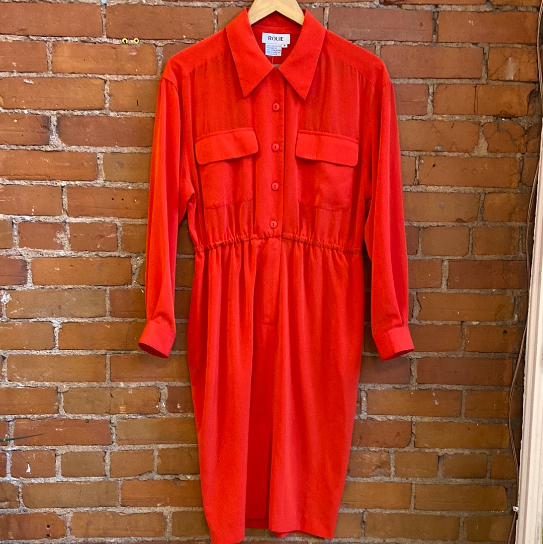 Red Hot Button-Up Midi Dress