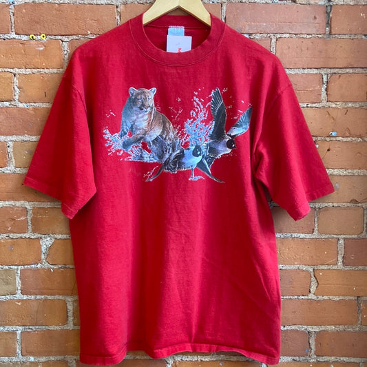 Red Heavyweight Cotton Cougar T-Shirt