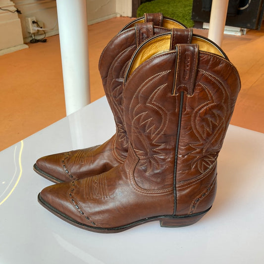 Boulet Dark Brown Leather Cowboy Boots