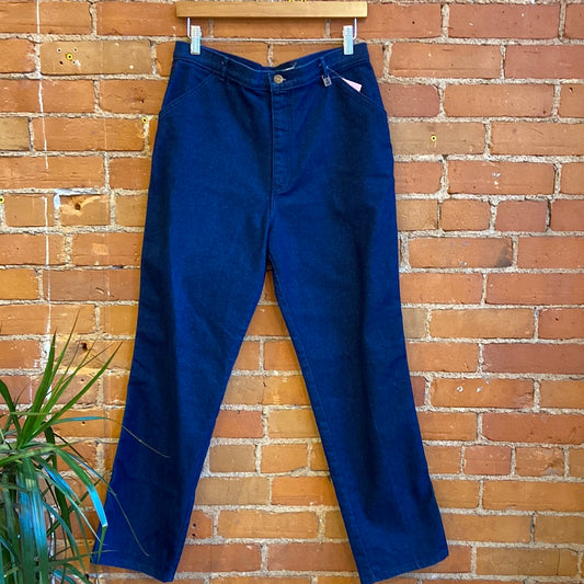 High-Waisted Dark Denim Trousers