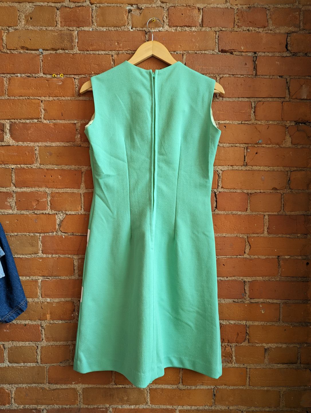 1960s Jac Arc Mint Green Dress With Mod White Square Detailing