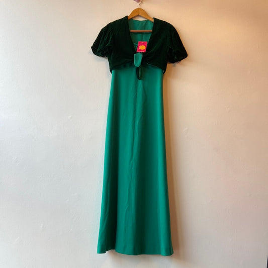 70s Festive Green Dress and Shrug Set