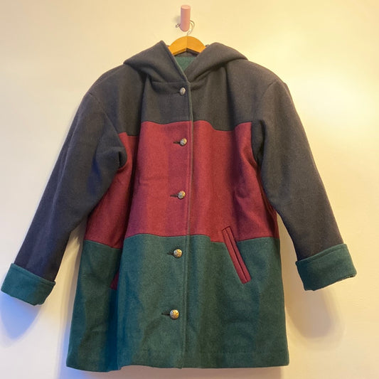 1980s Ellabee Les Modes Colourblock Hooded Coat