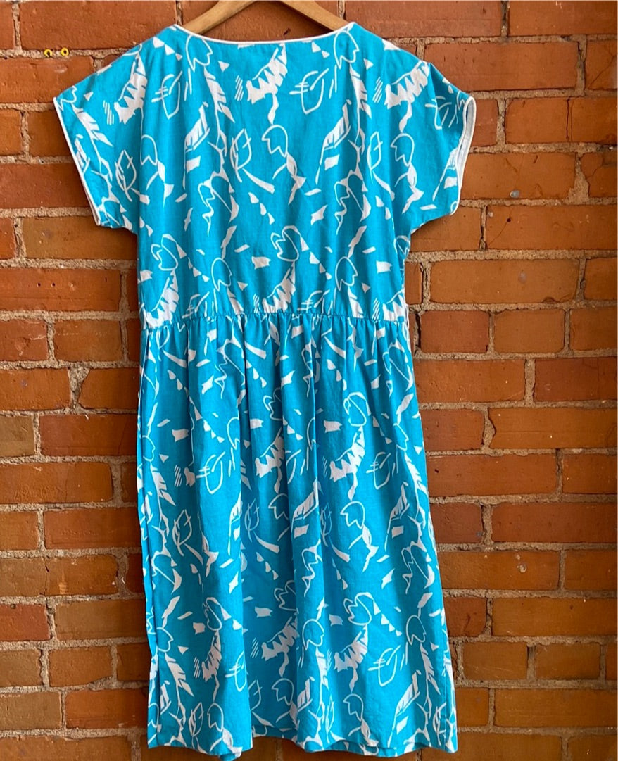 1980s Print Dress