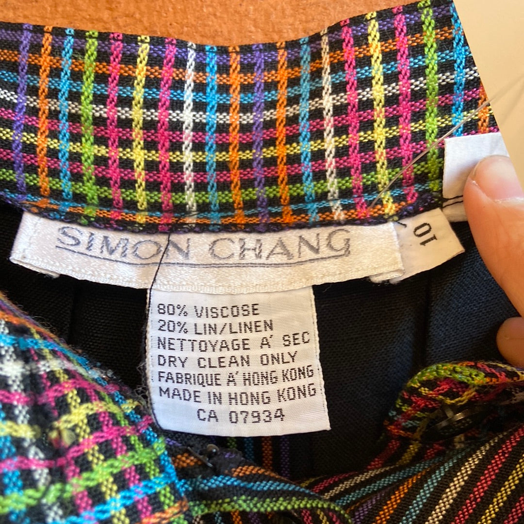 1980s Simon Chang Linen-blend Skirt