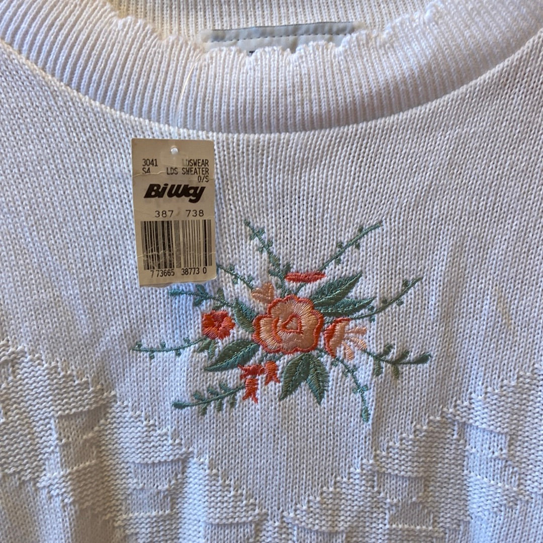 Deadstock White Sweater With Roses