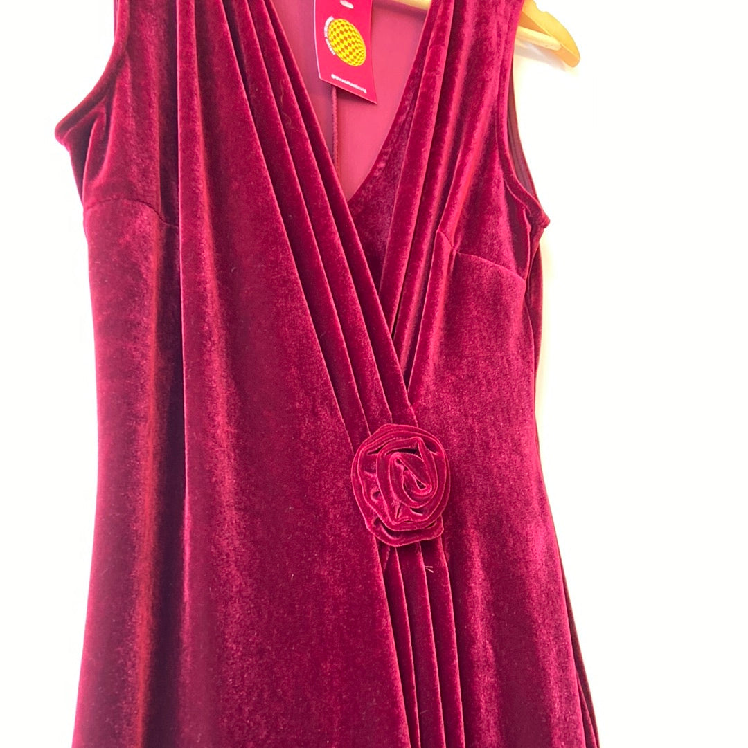 1990s Cartise International Red Velour Maxi Dress