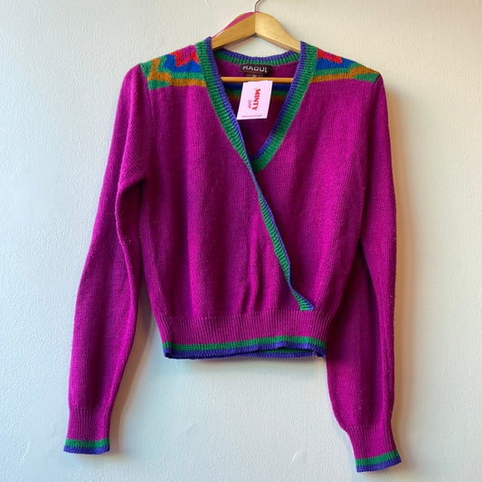 Acrylic Purple Wrap-effect Sweater