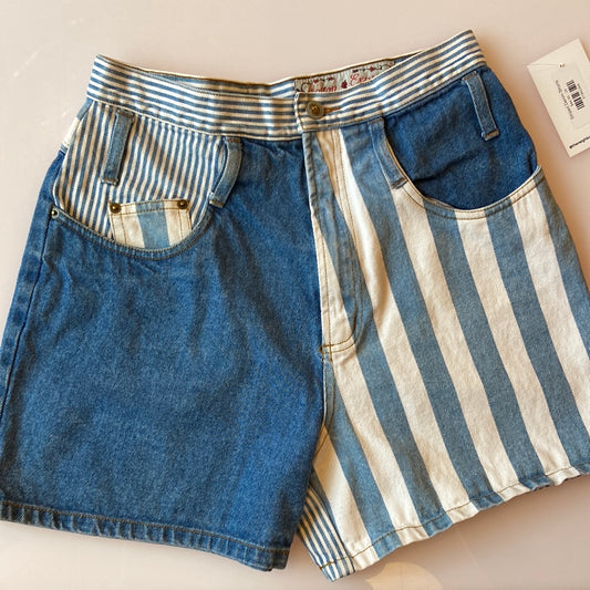 Striped Denim Shorts