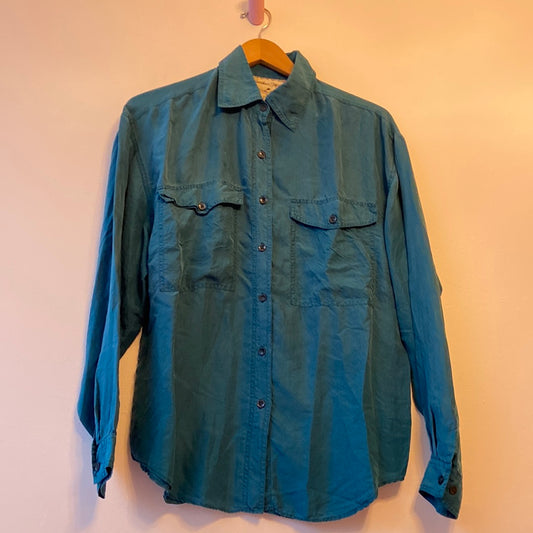 Teal 100% Silk Button-Up