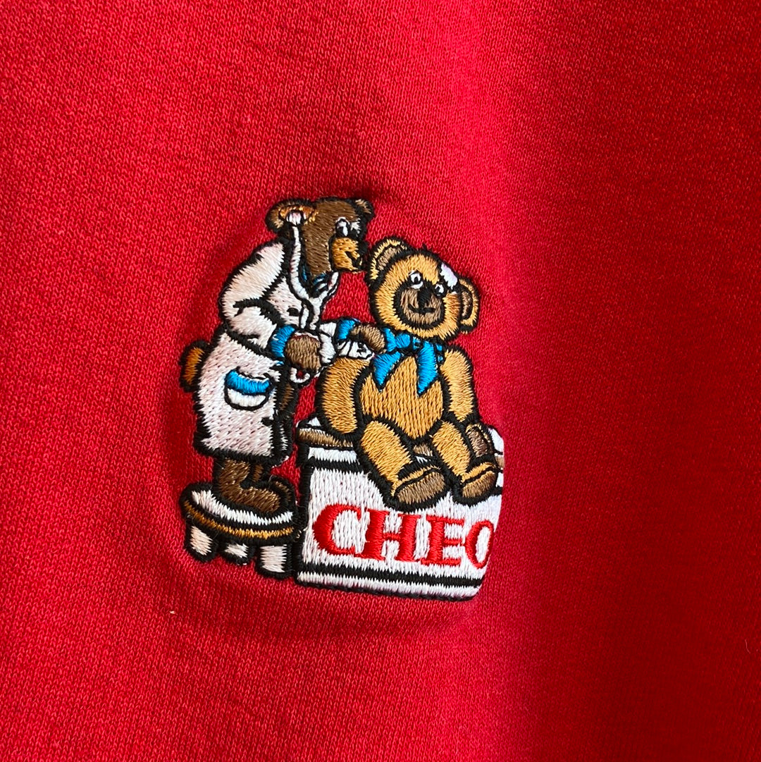 Red Crewneck Sweater with Bear Logo