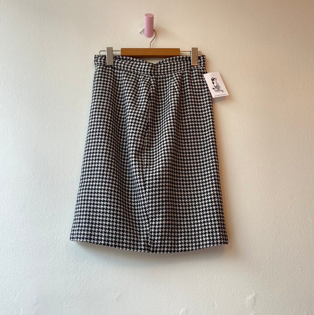 Wool Blend Houndstooth High-Waisted Skirt