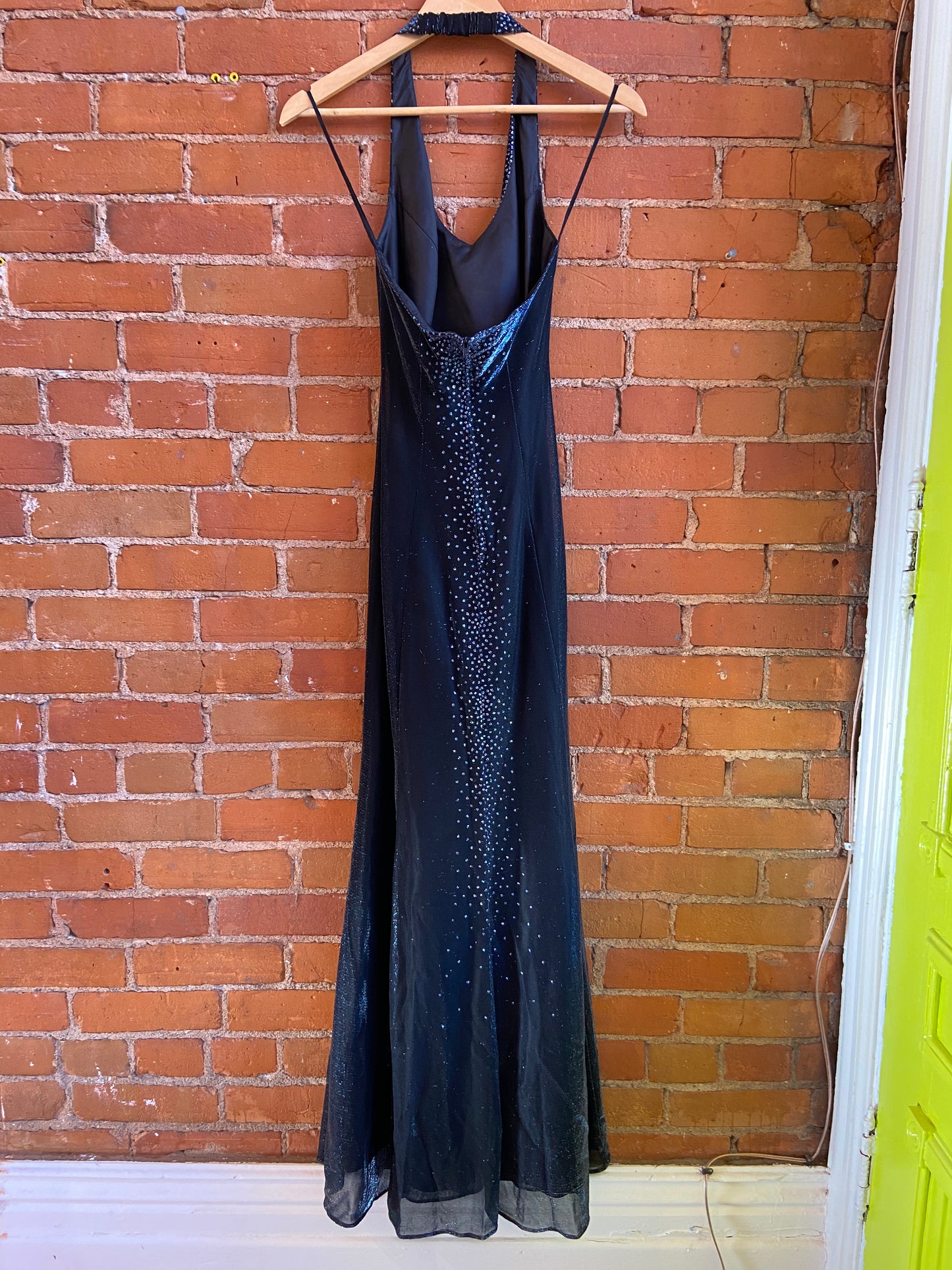 Black Sparkly Halter Dress