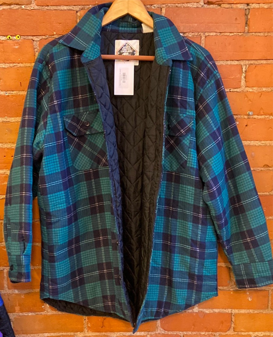 Plaid Quilted Button Up Jacket