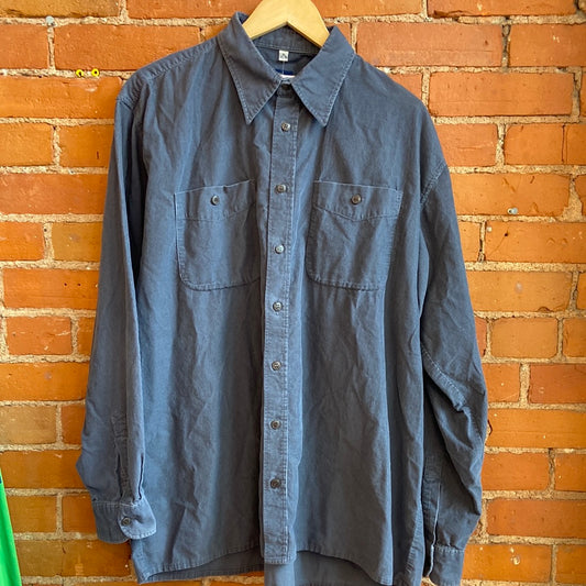 Dusty Navy Pinwale Cord Button-Up