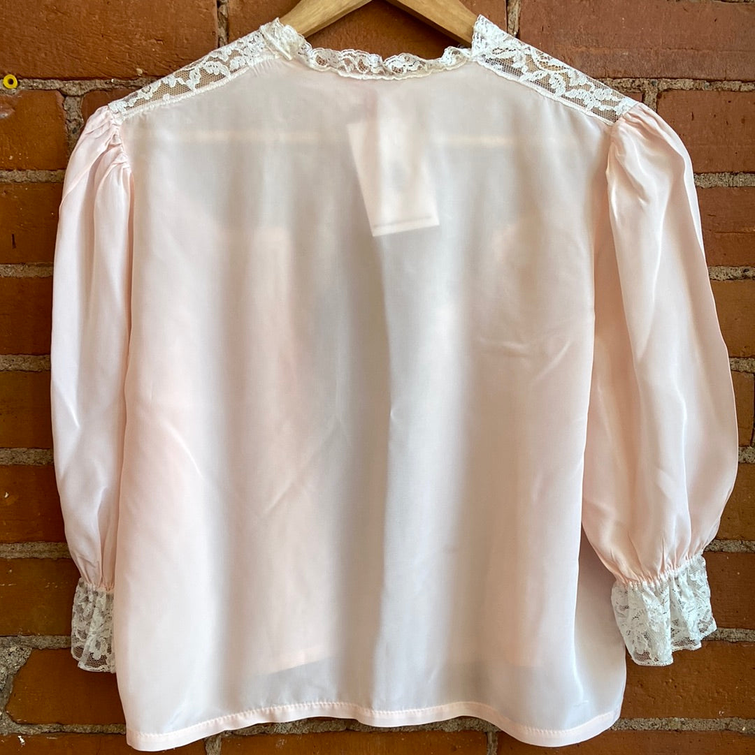 Baby Pink Tie-Front Bed Jacket