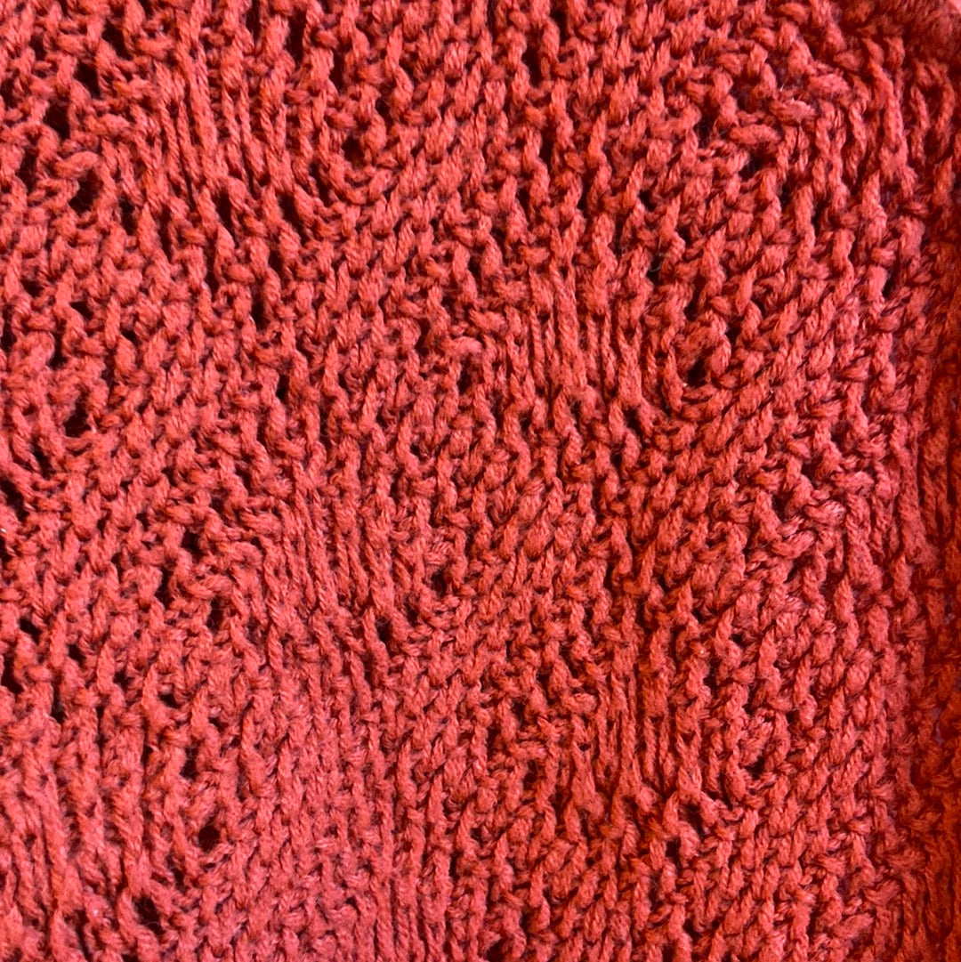 Burnt Orange Tie Up Crotchet Sweater