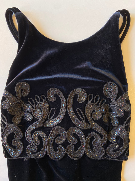 90’s Black Velvet Dress with Sequin Detailing