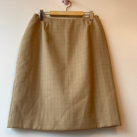 1990s JNY Tan Grid Print Skirt