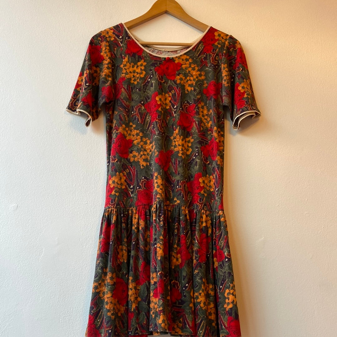 1980s Printed Jersey Dress