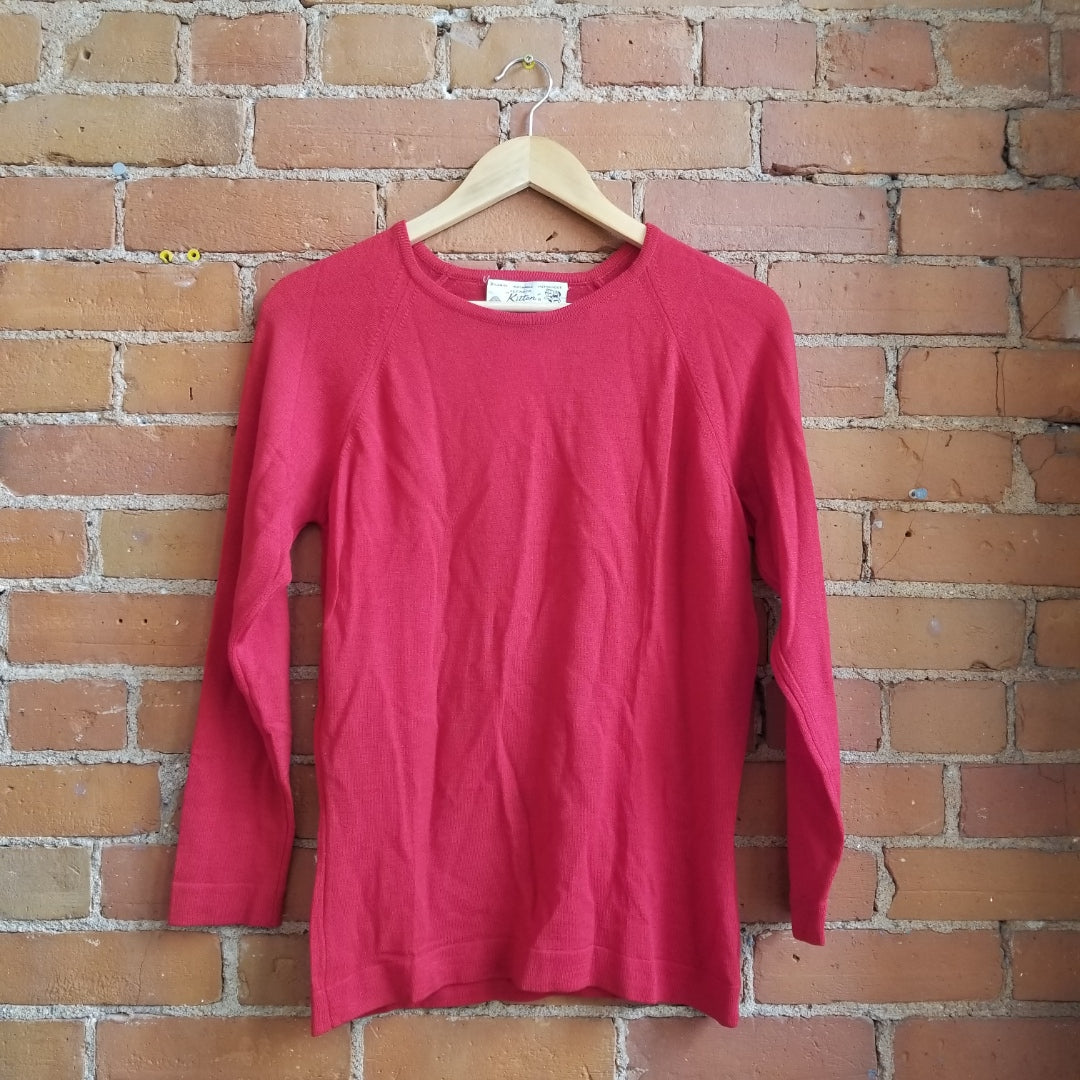 1960s Glenayr Kitten Dark Red 100% Pure Virgin Wool Sweater