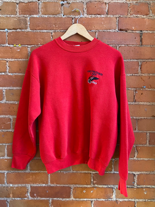 Cherry Red Crewneck with Small Loon Logo