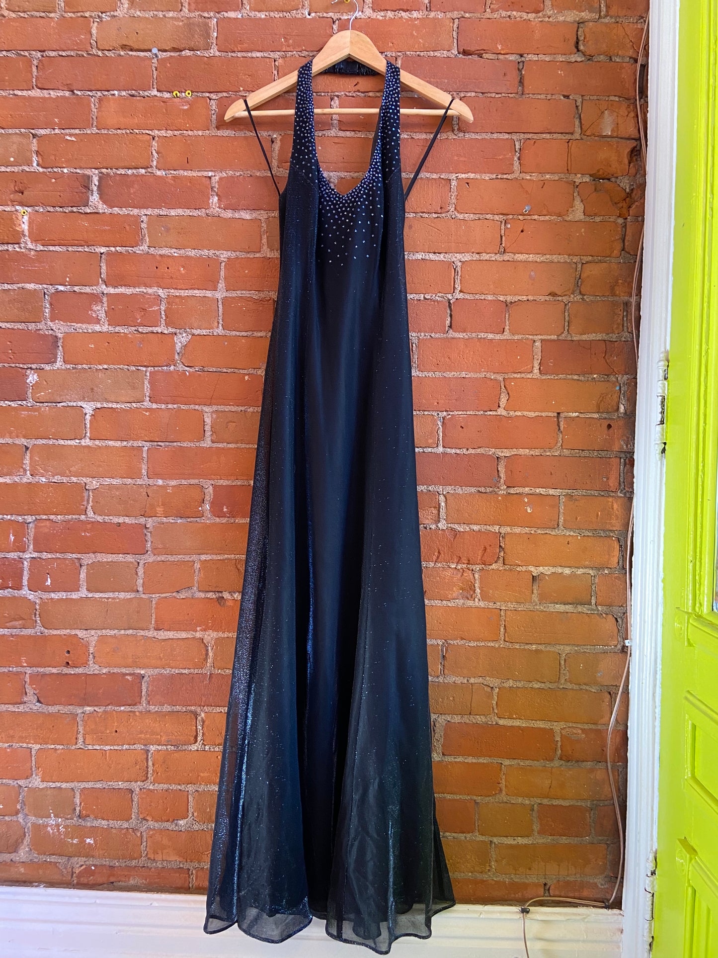 Black Sparkly Halter Dress