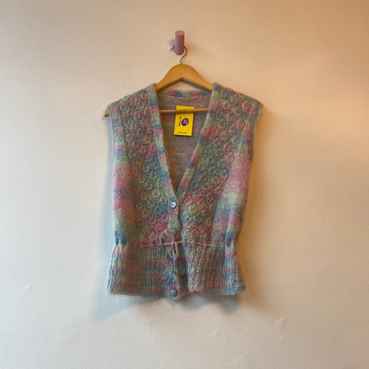 Handknit Rainbow Peplum Vest