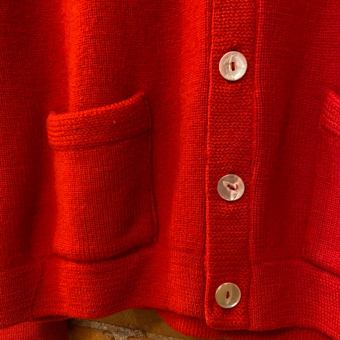 1960s Red Wool Curling Cardigan
