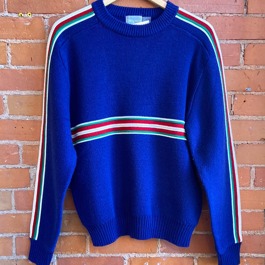 Navy 90's Shoulder Stripe Sweater