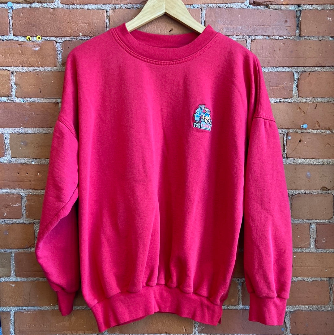 Red Crewneck Sweater with Bear Logo