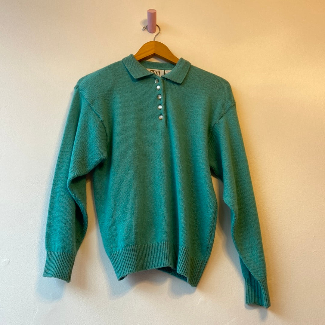 Turquoise Angora & Wool Blend Sweater