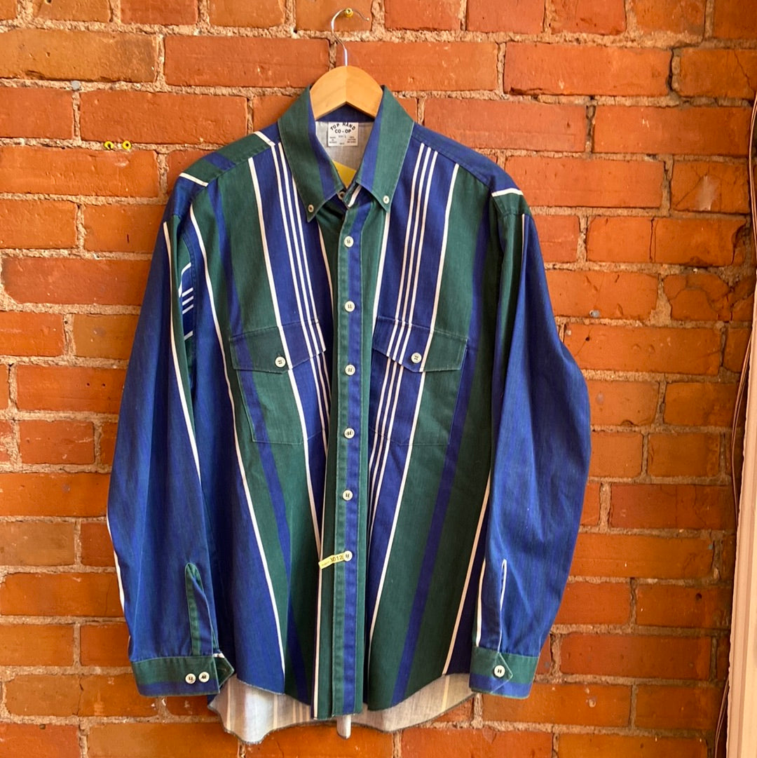 1980s Striped Button Down